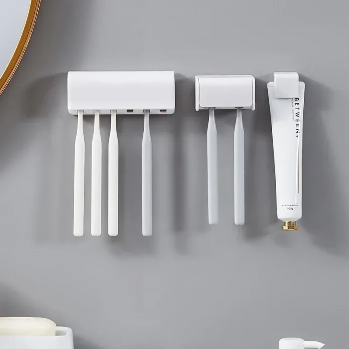 1pc Punch-free Wall-mounted Toothbrush Holder Toothpaste Holder Toothpaste Storage Rack Bath Organizer Bathroom Accessories - Image 4