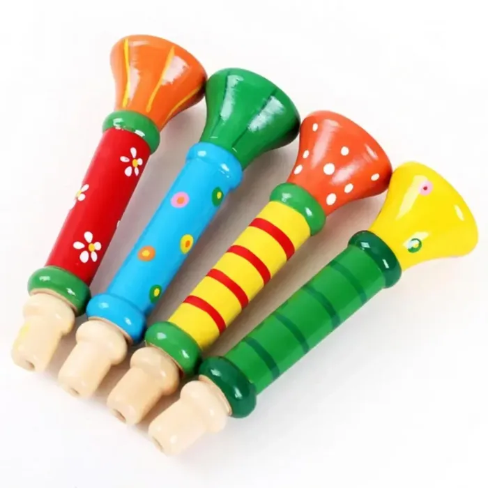Multi-color Wooden Small Trumpet Kids Baby Musical Instrument Learning Toy Gift - Image 2