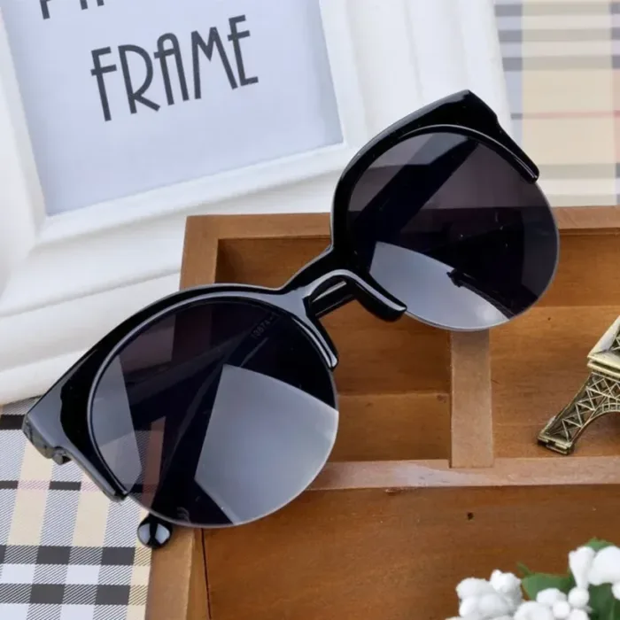 2024 New Vintage Cat Eye Sunglasses Half Frame Sunglasses Women Retro Sun Glasses Anti-UV Sunglasses Female Travel Party Glasses - Image 1