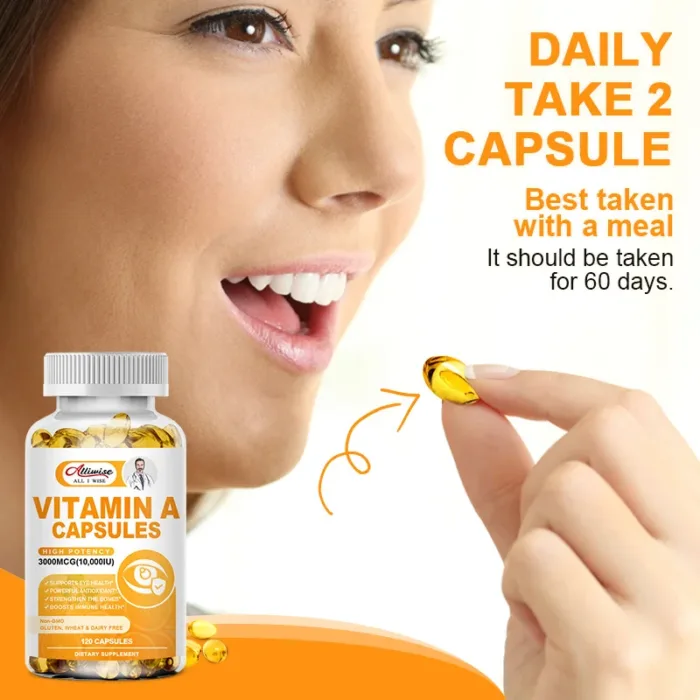 Alliwise Vitamin A Capsules Supports Healthy Skin & Eyes Antioxidant Activity supplement Blood Sugar and Lipids Antioxidant - Image 3