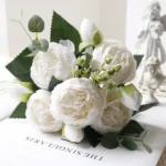 30cm Rose White Peony Artificial Flowers Bouquet 5 Big Head and 4 Bud Cheap Fake Flowers for Home Wedding Decoration Indoor - Image 19
