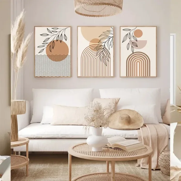 Creative Bohemian Light-colored Block Canvas Prints Nordic Minimalist Line Wall Art Poster for Living Room Bedroom & Home Decor - Image 2