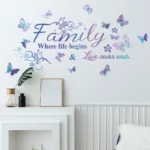 Purple English Family Slogan Wall Sticker Living Room Entrance Background Decor Wallpaper For Home Decoration Beautify Decals - Image 6