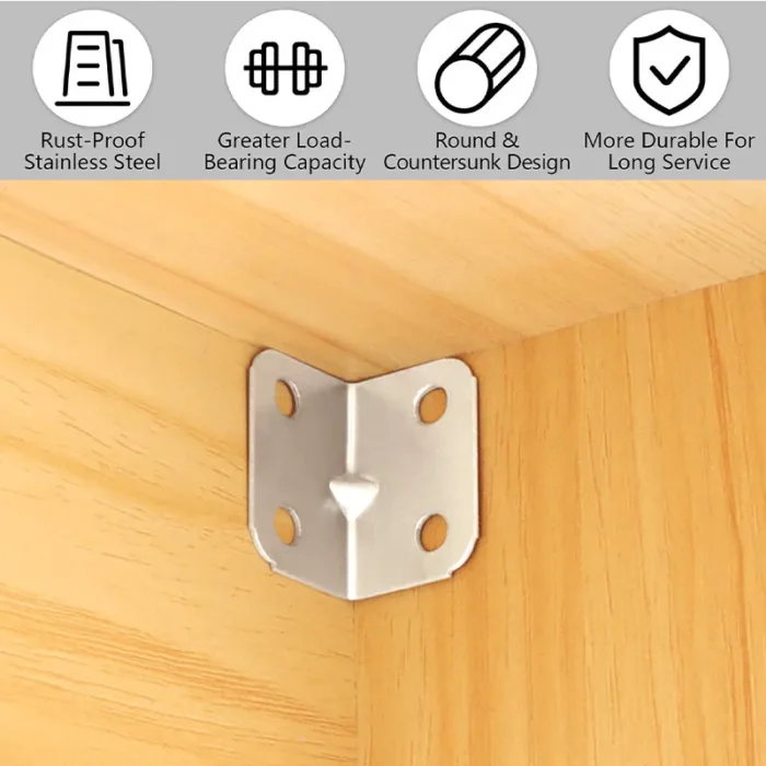 Stainless Steel Corner Bracket 90 Degree Angle Fixed Bracket Fixed Connector for Wood Furniture Fixation Cabinet Accessories - Image 3