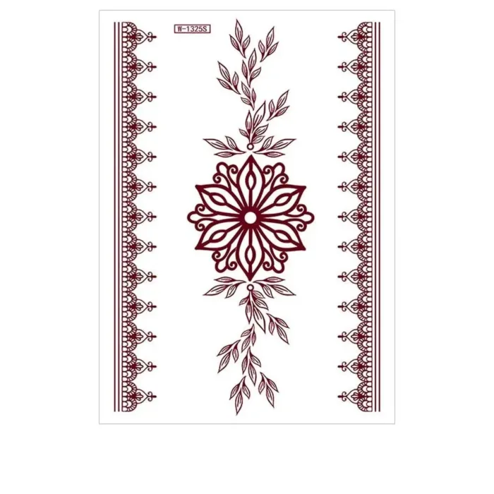 Red Lace Henna Tattoo Sexy Maroon Tattoo Stickers Waterproof India Mehndi Design Temporary Tattoos Finger Hand Tattoo for Women - Image 14