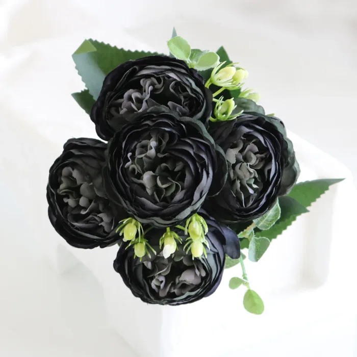 30cm Rose White Peony Artificial Flowers Bouquet 5 Big Head and 4 Bud Cheap Fake Flowers for Home Wedding Decoration Indoor - Image 9