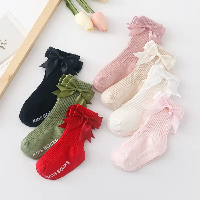 Toddler Socks Baby Accessories Girl Cute Bow Non-slip Floor Socks Children Kids Mid-tube Cotton Socks Infant Newborn Boy Clothes - Image 2