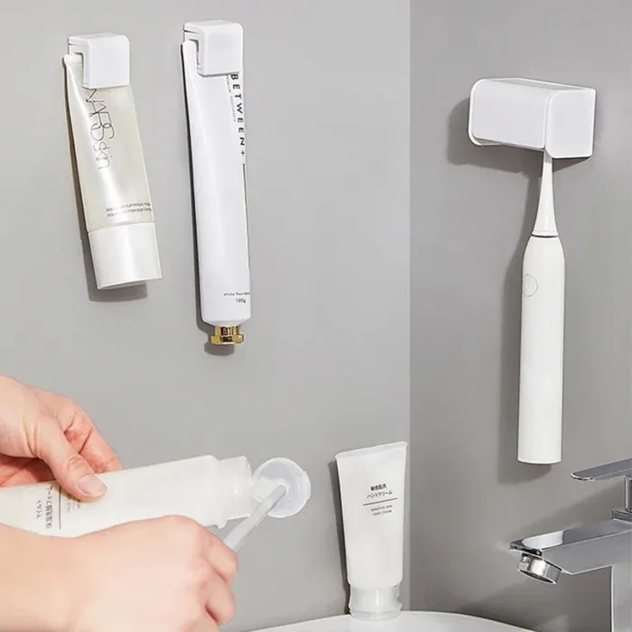 1pc Punch-free Wall-mounted Toothbrush Holder Toothpaste Holder Toothpaste Storage Rack Bath Organizer Bathroom Accessories - Image 3
