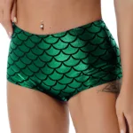 Womens Mermaid Fish Scale Print Booty Shorts High Waisted Hot Pants Party Club Festival Rave Dance Bottoms Sexy Clubwear - Image 2