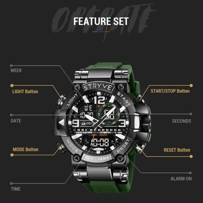 STRYVE Top Brand Men's Digital Watch Waterproof Sport Wristwatch for Men Military Electronic Watches High Quality Male Gifts - Image 6