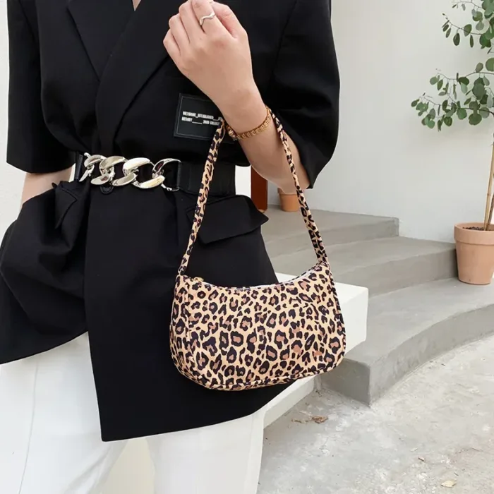 Women Shoulder Bag Fashion Animal Pattern Print Bag Casual Nylon Butterfly Leopard Zebra Cow Print Women Handbag Underarm Bags - Image 4