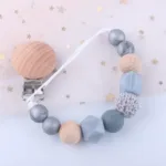 Silicone Dummy Clips Baby Pacifier Leashes & Cases  Infant Teething Toys Beech Cartoon Wooden Chewable Toy Newborn Shower Gifts - Image 9