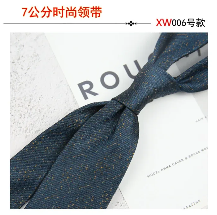 2024 New Korean 7cm Luxury Casual Neckties For Men Navy Brown Green Striped Neck Ties Formal Dress Suit Cravat Flower Red Tie - Image 27