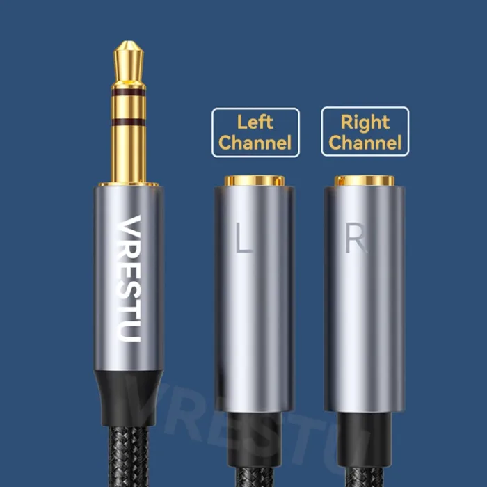 1 in 2 Out 3.5mm to 2Female Left Right Channel Cable Stereo AUX Convertor for Sound Card Speaker Combine L/R Splitter Audio Line - Image 2