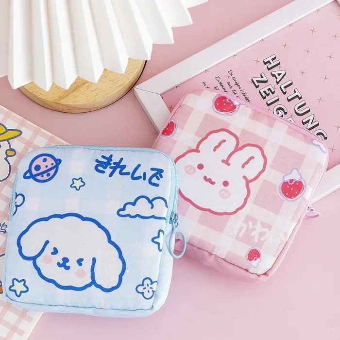 Korean Cute Bear Large Capacity Sanitary Napkin Storage Bags Girls Cartoon Physiological Period Tampon Organiser Bag Mini Bag - Image 6