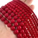 Round Red Coral Glass Beads Loose Smooth Natural Spacer Stone Bead For Jewelry Making DIY Bracelet Earrings Accessories 4-12MM - Image 2