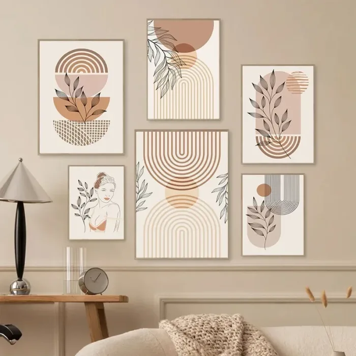 Creative Bohemian Light-colored Block Canvas Prints Nordic Minimalist Line Wall Art Poster for Living Room Bedroom & Home Decor - Image 3