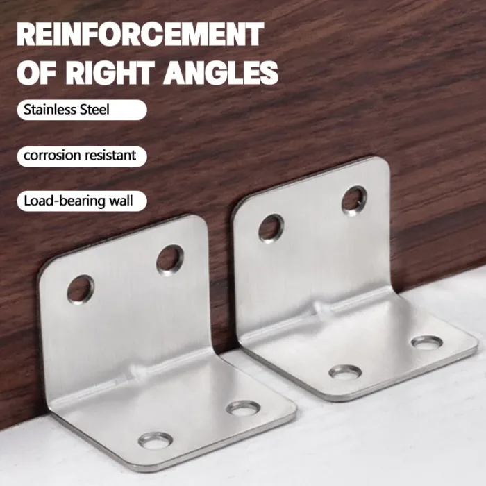 Stainless Steel Corner Bracket 90 Degree Angle Fixed Bracket Fixed Connector for Wood Furniture Fixation Cabinet Accessories - Image 1