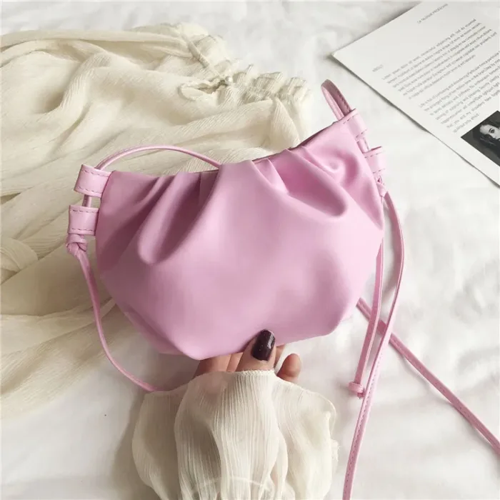 Fashion Women Shoulder Bag New Arrival Crossbody Bag Female Solid Color Pleated Design Ladies Bag Mini Zipper Cloud Bag For Girl - Image 9