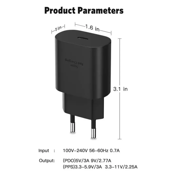 25W PD USB C Super Fast Charger Type C Power Adapter With Type C CABLE For Samsung Galaxy S23 S22 S21 S20 NOTE 20 - Image 3