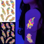 Luminous Temporary Tattoos Stickers Fluorescent Neon In Dark Illuminate Tattoo Elephant/Love Heart Shoulder Tattoo Party Sticker - Image 2