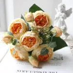 30cm Rose White Peony Artificial Flowers Bouquet 5 Big Head and 4 Bud Cheap Fake Flowers for Home Wedding Decoration Indoor - Image 15