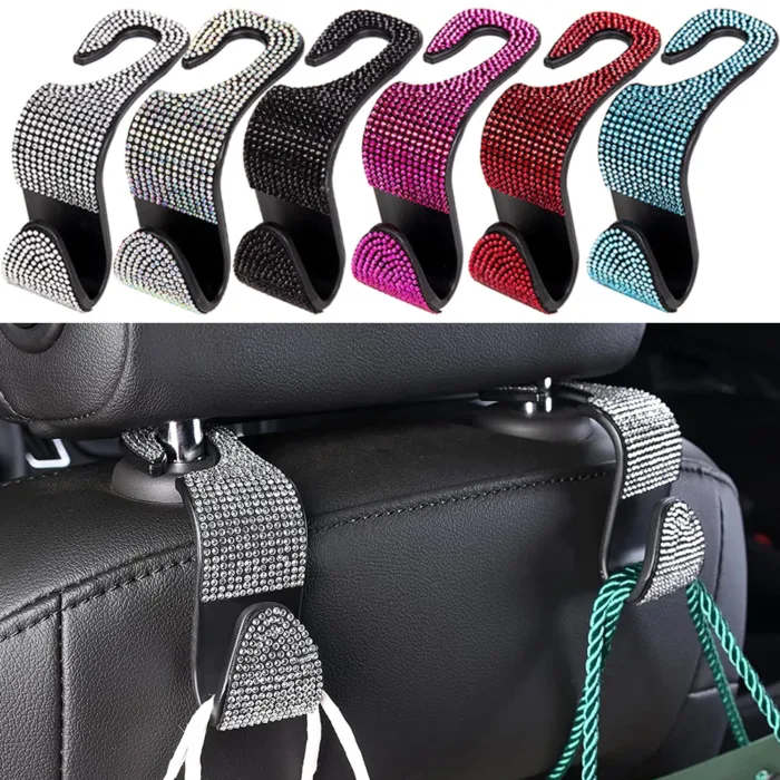 Dazzling Diamond Car Seat Backrest Hook Car Backrest Universal Head Restraint Storage Rack Automotive Interior Accessories - Image 1