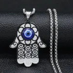 Islam Hamsa Evil Blue Eye Necklace Stainless Steel Turkish Eye Chain Bracelet Greek Jewelry ojo turco acero inoxidable N1137S02 - Image 13