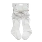 3Pcs/Set Baby Cotton Knee Socks Silk Stain Hair Bow Headbands Non-slip 0-12M Long Leggings Stockings Nylon Hairbands Infant Sock - Image 8