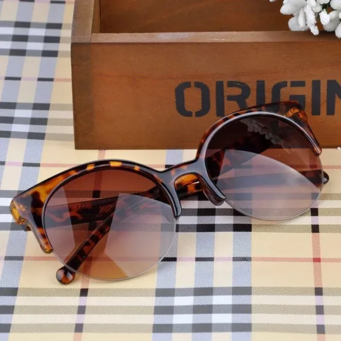 2024 New Vintage Cat Eye Sunglasses Half Frame Sunglasses Women Retro Sun Glasses Anti-UV Sunglasses Female Travel Party Glasses - Image 3