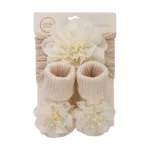 3Pcs/Set Lace Flower Baby Headbands Socks Wing Bow Cotton Non-slip Anklet 0-12M Stockings Wide Elastic Hairbands Infant Socks - Image 8
