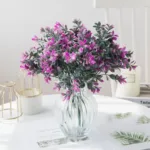 5 Forks Peach Leaf Grass Wedding Decorative Flowers Christmas Wreaths Vase for Home Decor Ornamental Flowerpot Artificial Plants