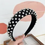 Colorful Full Diamond Popular Rhinestone Hair Accessories Headband For Women Boutique High-end Cotton Crystal Dot Hair Hoops - Image 2