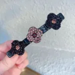 2023 New Fashion Sparkling Crystal Stone Braided Hair Clips 3 Flower Hair Accessory For Women Girls - Image 9