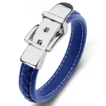 European and American Style Belt Buckle Stainless Steel Trendy Punk Style Men's Bracelet Multicolor Wide Leather Rope Bracelet - Image 17
