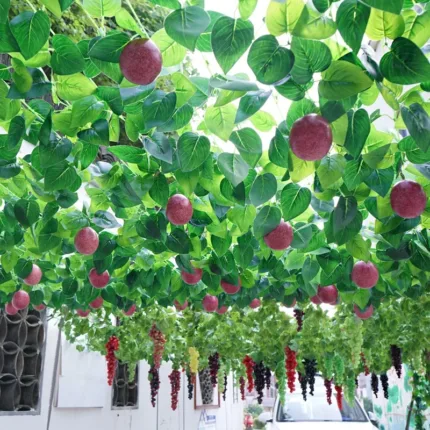Artificial Grape Leaf Green Vine Sweet Potato Leaf Rattan Plastic Decor Ceiling Vegetable Fruit Orchard Outdoor Wedding Pendant