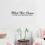 Bless This Home And All Who Enter Wall Stickers Home Decor Vinyl Wall Decals Living Room Family Quotes Sayings Stickers PVC - Image 3