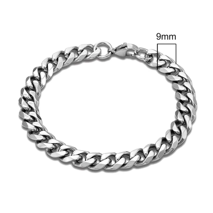 MKENDN 3-11mm Locomotive Men Punk Rock Stainless Steel Curb Cuban Link Chain Silver Color Bracelet For Women Biker Jewelry - Image 11