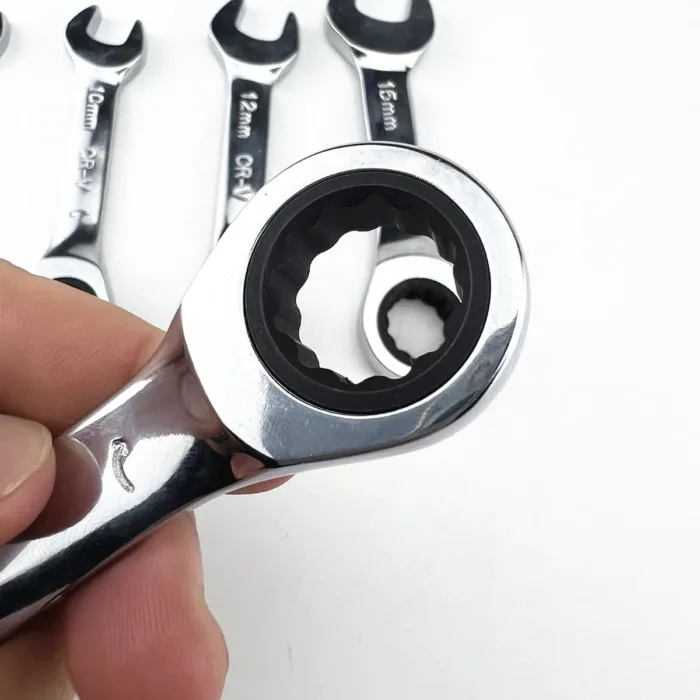 Short handle adjustable head ratchet wrench mini fast ratchet wrench labor-saving auto repair hardware dual-purpose wrench tool - Image 3