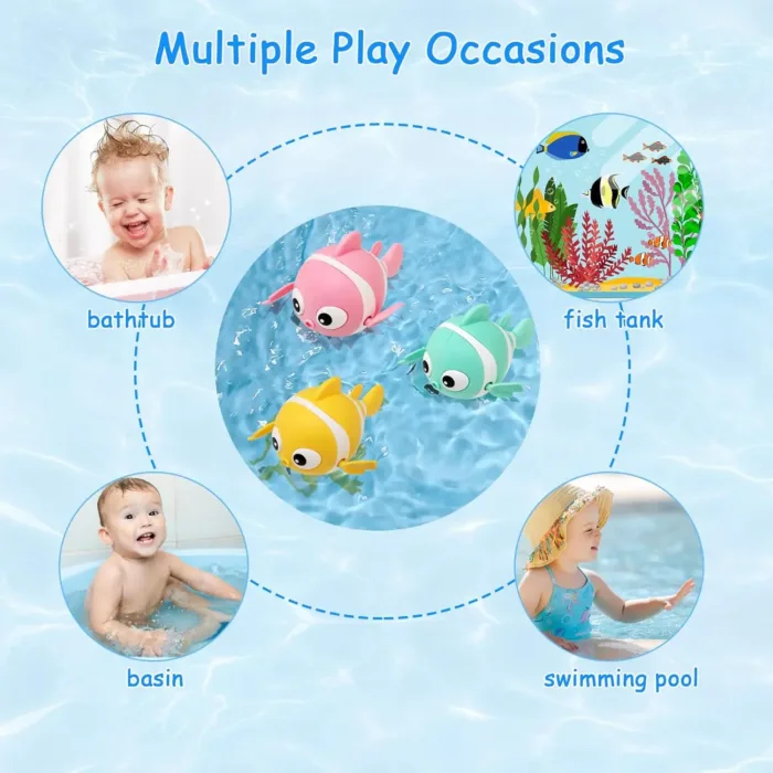 Baby Bath Toys Wind Up Paddling Pool Toys Floating Swimming Clownfish Clockwork Water Toy Bathtub Toys Gifts for Kids Toddler - Image 6