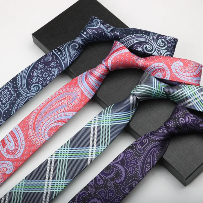 6cm Width Navy Paisley Neck Ties For Men Business Handmade Narrow Soft Polyester Neckties Trendy Fashion Shirt Suit Accessories - Image 1