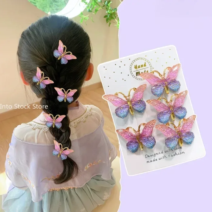 5PCS Sweet Stereoscopic Color Gradient Cute Baby Hairpins Kids Hair Clips Children Headwear Princess Barrette Girls Accessories - Image 1