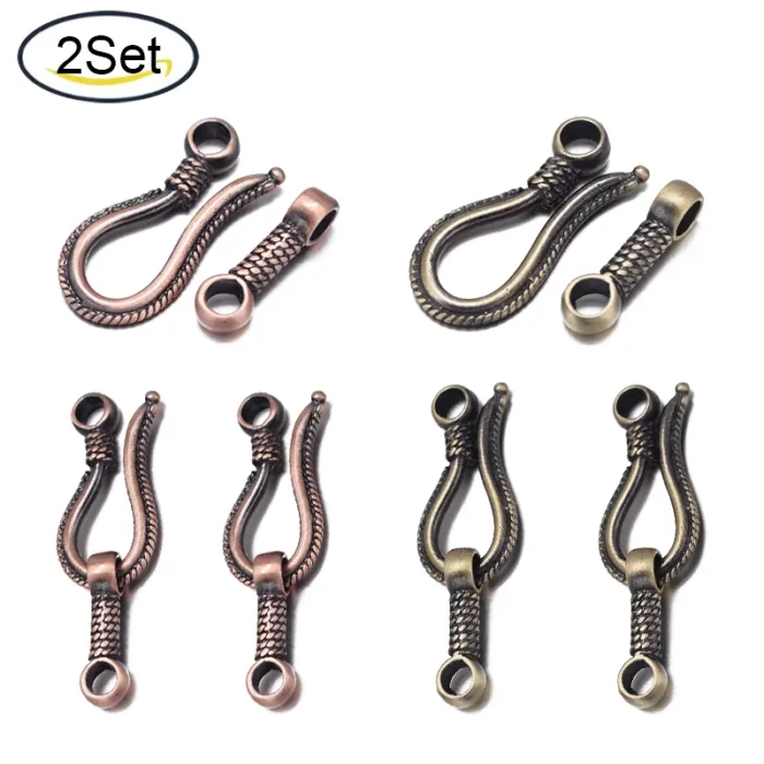 2Set Rack Plating Brass Hook and S-Hook Clasps Nickel Free Brushed Red Copper 45x14x4mm Hole: 3.5mm for fashion jewelry - Image 1