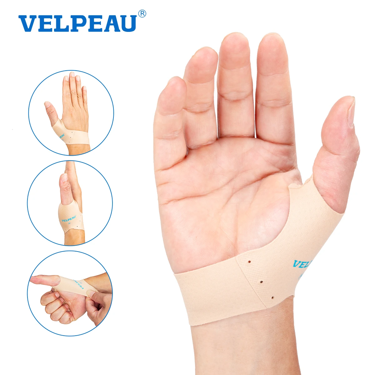 Sa24a87745bba46d8acf4ecc72a1c461fn.webp VELPEAU Elastic Thumb Support Brace for Tenosynovitis Pain and Isolate Skin Thumb Cover Liner Breathable and Fits Both Hands - Image 1