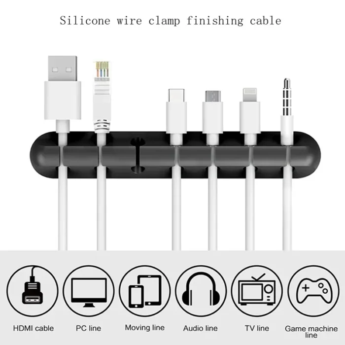 Data Cable Storage Desktop Cable Organizer Charging Cable Fixed Artifact Mobile Phone Bedside Silicone Line Card Headset Hub - Image 6