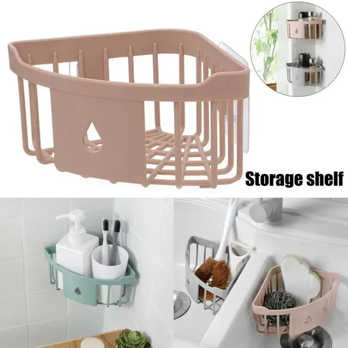 Kitchen Free Hole Shelf Bathroom Bathtub Wall Mounted Storage Rack Organizer Accessories Shower Corner - Image 3
