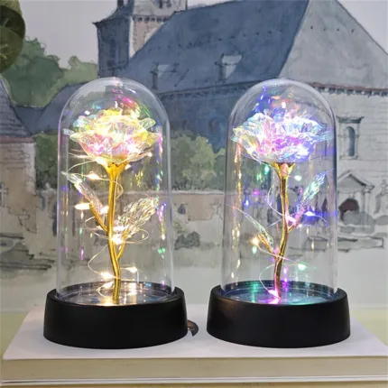 Red Colorful Rose Artificial Flowers Wedding Decoration Creative Valentine's Day Mother's Day Gift Light Up Rose in A plastic