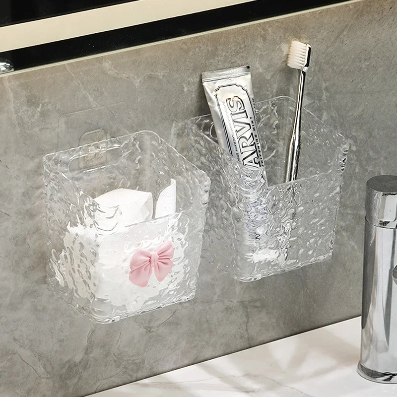 Sa40e9cdbf1464295b5cc91fde1aef2dbe.webp Punch-Free Toothpaste Holder Wall Mounted Makeup Brush Organizer Storage Rack Bathroom Storage Box Drain Box - Image 1