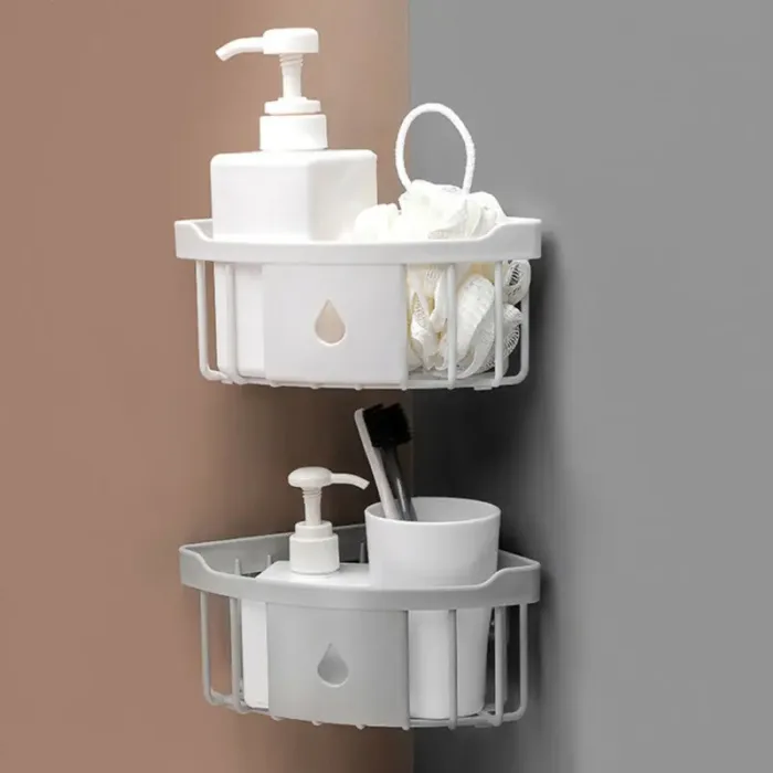Kitchen Free Hole Shelf Bathroom Bathtub Wall Mounted Storage Rack Organizer Accessories Shower Corner - Image 5
