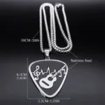 Rock Music Note Guitar Pick Necklace for Women Men Silver Color Stainless Steel Musical Symbol Chain Necklaces colares N7957S06 - Image 6
